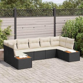 vidaXL Σετ Καναπέ Κήπου με μαξιλάρι 7 pcs Μαύρο Πολυ ράταν