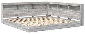 vidaXL Κρεβάτι Βιβλιοθήκης Γκρι Σοναμά 180x200 εκ. Επεξεργασμένο Ξύλο