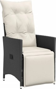 vidaXL Πολυθρόνες Κήπου Ανακλ/νες 2 τεμ. Μαύρες Συνθ. Ρατάν+Μαξιλάρια