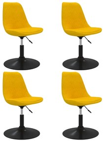 vidaXL Καρέκλες Τραπεζαρίας Περιστρεφόμενες 4 τεμ. Κίτρινες Βελούδινες