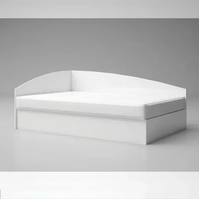 Κρεβάτι ημίδιπλο JULIA με αποθηκευτικό χώρο και  στρώμα 120x190cm, Άσπρο γυαλιστερό 193x70x124cm, Αναστρέψιμο-GRA212