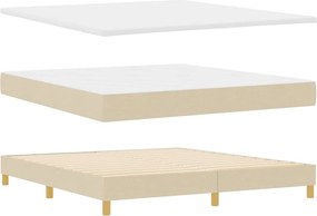 vidaXL Κρεβάτι box spring με στρώμα με στρώμα Κρεμ 180 x 200 cm ύφασμα