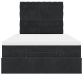 vidaXL Οθωμανικό κρεβάτι με στρώματα Μαύρο 120x200cm Velvet
