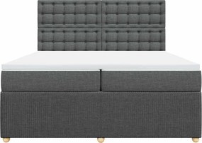 vidaXL Κρεβάτι Boxspring με Στρώμα Σκούρο Γκρι 200x200 εκ. Υφασμάτινο