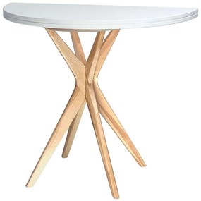 Τραπέζι Επεκτεινόμενο Jubi JUBITEXHR1 Φ90x75cm Natural-White Mdf, Wood