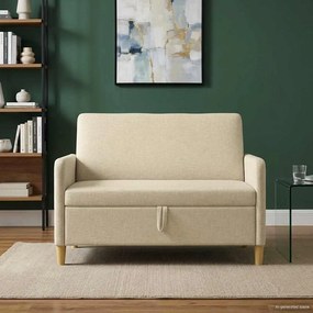 vidaXL Καναπές με Αποθήκευση Κρεμ 122 x 78 x 87 εκ Πολυεστέρας