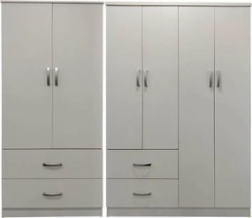 Ντουλάπα εξάφυλλη Athos pakoworld λευκή 200,5x42x180εκ