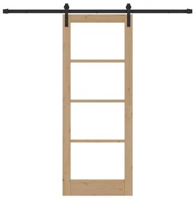 vidaXL Συρόμενη Πόρτα Χειροκίνητος Καφέ 78 x 202 εκ. Ξύλο και μέταλλο