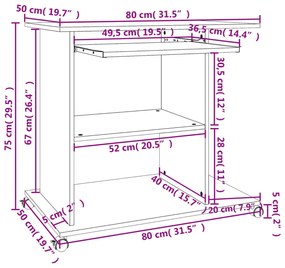 vidaXL Γραφείο Υπολογιστή Μαύρο 80 x 50 x 75 εκ. από Επεξ. Ξύλο