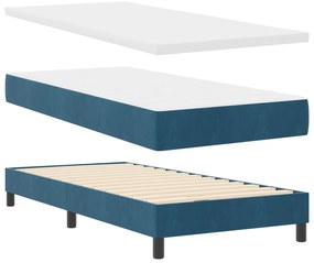 vidaXL Κρεβάτι με Σπρέι με Στρώμα & LED Σκούρο Μπλε 80x200 εκ Βελούδο