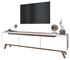 Έπιπλο τηλεόρασης Kasandra λευκό-καρυδί 180x35x48,5εκ