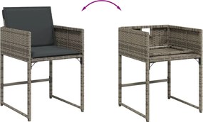 vidaXL Σετ Τραπεζαρίας Κήπου 9 τεμ. Γκρι Συνθ. Ρατάν με Μαξιλάρια