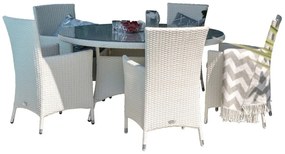 Σετ Τραπέζι και καρέκλες Dallas 590, Επεξεργασμένο γυαλί, Πλαστικό ψάθινο, Μαξιλάρι καθίσματος: Ναι | Epipla1.gr