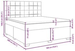 Κρεβάτι Boxspring με Στρώμα Σκούρο Γκρι 180x200 εκ. Βελούδινο - Γκρι