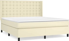 vidaXL Κρεβάτι Boxspring με Στρώμα Κρεμ 160x200εκ. από Συνθετικό Δέρμα