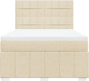 vidaXL Κρεβάτι Boxspring με Στρώμα Κρεμ 140x200 εκ. Υφασμάτινο