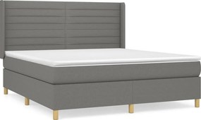 vidaXL Κρεβάτι Boxspring με Στρώμα Σκούρο Γκρι 180x200 εκ Υφασμάτιν