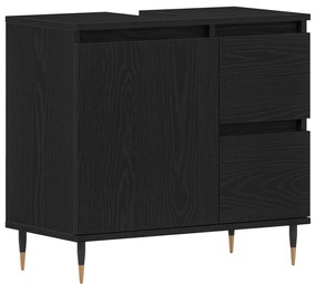 vidaXL Νιπτήρας Μπάνιου Μαύρο Δρυς 65x33x60 εκ Επεξεργασμένο ξύλο