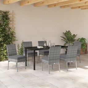 vidaXL Σετ 7 Τεμαχίων Εξωτερικών Καρεκλών Γκρι Πολυ Ρατάν