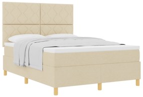 vidaXL Κρεβάτι με Στρώμα Κρεμ 140x200 cm Ύφασμα