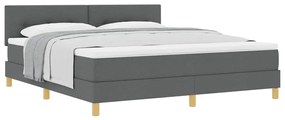 vidaXL Κρεβάτι box spring με στρώμα Σκούρο γκρι 180 x 200 cm ύφασμα