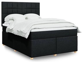 vidaXL Κρεβάτι Boxspring με Στρώμα Μαύρο 160x200 εκ. Υφασμάτινο