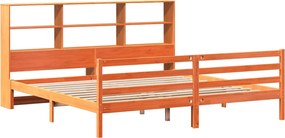 vidaXL Κρεβάτι Βιβλιοθήκη Χωρίς Στρώμα Καφέ 200x200 εκ Μασίφ Πεύκο