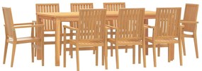 vidaXL Σετ Τραπεζαρίας Κήπου 9 Τεμαχίων από Μασίφ Ξύλο Teak