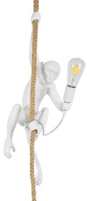 01802 GloboStar®  APES 01802 Μοντέρνο Κρεμαστό Φωτιστικό Φιγούρα Μονόφωτο 1 x E27 IP20 Λευκό Πλαστικό με Μπεζ Σχοινί - Μ26 x Π28 x Υ69cm