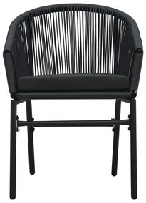 vidaXL Σετ Τραπεζαρίας Κήπου 7 Τεμαχίων Μαύρο