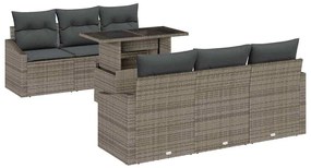vidaXL Σετ Καναπέ Κήπου με αποθήκευση 7 pcs Γκρι Πολυ ράταν