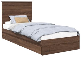 vidaXL Κρεβάτι Αποθήκης Καφέ δρυς 90 x 190 cm Επεξεργασμένο ξύλο