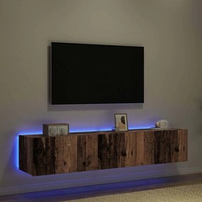 vidaXL Ντουλάπι Τηλεόρασης Τοίχου 2 pcs Παλιό ξύλο Επεξεργασμένο Ξύλο
