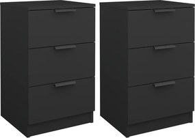 vidaXL Κομοδίνα 2 τεμ. Μαύρα 40 x 36 x 65 εκ.