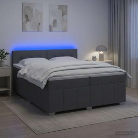 vidaXL Κρεβάτι box spring με στρώμα Σκούρο Γκρι 200 x 200 cm Ύφασμα