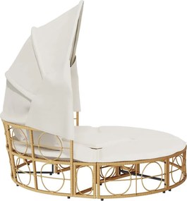 vidaXL Εξωτερική Lounge κρεβάτι με θόλο και μαξιλάρια Poly Rattan