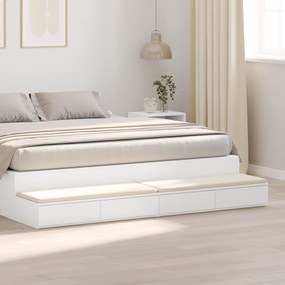 vidaXL Λευκά Συρτάρια Κρεβατιού 180x36,5x16,5 εκ. από Επεξεργασμένο Ξύλο