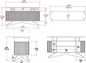 Μπουφές Δρυς / Λευκό PREZA 150x43x75