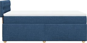 vidaXL Κρεβάτι Boxspring με Στρώμα Μπλε 90x200 εκ.Υφασμάτινο