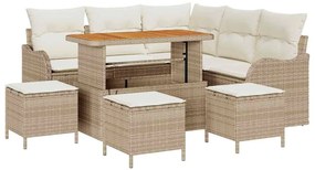 vidaXL Σετ Καναπέ Κήπου με μαξιλάρι 9 pcs Μπεζ συνθετικό ρατάν