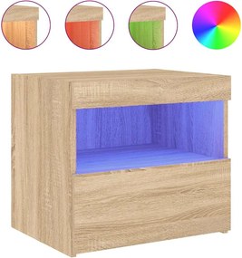 vidaXL Κομοδίνα με Φώτα LED 2 τεμ. Sonoma Δρυς 50x40x45 εκ.