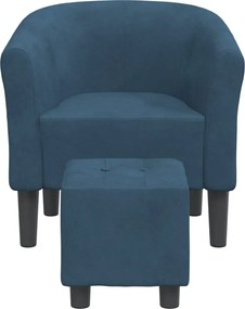 vidaXL Πολυθρόνα Μπάρελ με Υποπόδιο Σκούρο Μπλε Βελούδινη