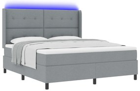 vidaXL Κρεβάτι με Κουτί Ελατηρίων και Ματράς & LED Ανοιχτό Γκρι 180x200 εκ. Ύφασμα