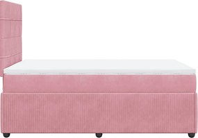 vidaXL Κρεβάτι Boxspring με Στρώμα Ροζ 120x190 εκ. Βελούδινο