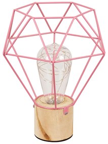 GloboStar® ANTLER 01442 Μοντέρνο Επιτραπέζιο Φωτιστικό Γραφείου LED USB DC 5V Μονόφωτο Μεταλλικό Ροζ με Ξύλινη Βάση Θερμό Λευκό 3000K Φ19 x Μ19 x Π19 x Υ23cm