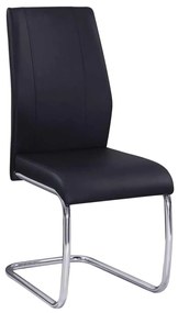 Καρέκλα Tulip χρώμιο-μαύρο PU 43x57x98cm (Σετ 4 ΤΕΜ)
