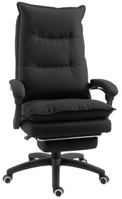 Vinsetto Καρέκλα Γραφείου με Λειτουργία Μασάζ, Εργονομική Καρέκλα Γραφείου με Λειτουργία Ανάκλισης &amp; Περιστροφής, με Υποπόδιο, Μαύρο