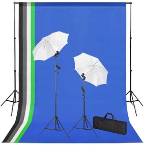 vidaXL Κιτ Στούντιο Φωτογράφισης με Φόντα, Λαμπτήρες και Ομπρέλες