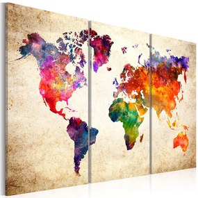 Πίνακας - The World's Map in Watercolor 90x60