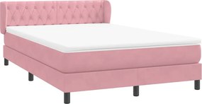 vidaXL Box Spring κρεβάτι με στρώμα ροζ 160x220 cm Βελούδινο